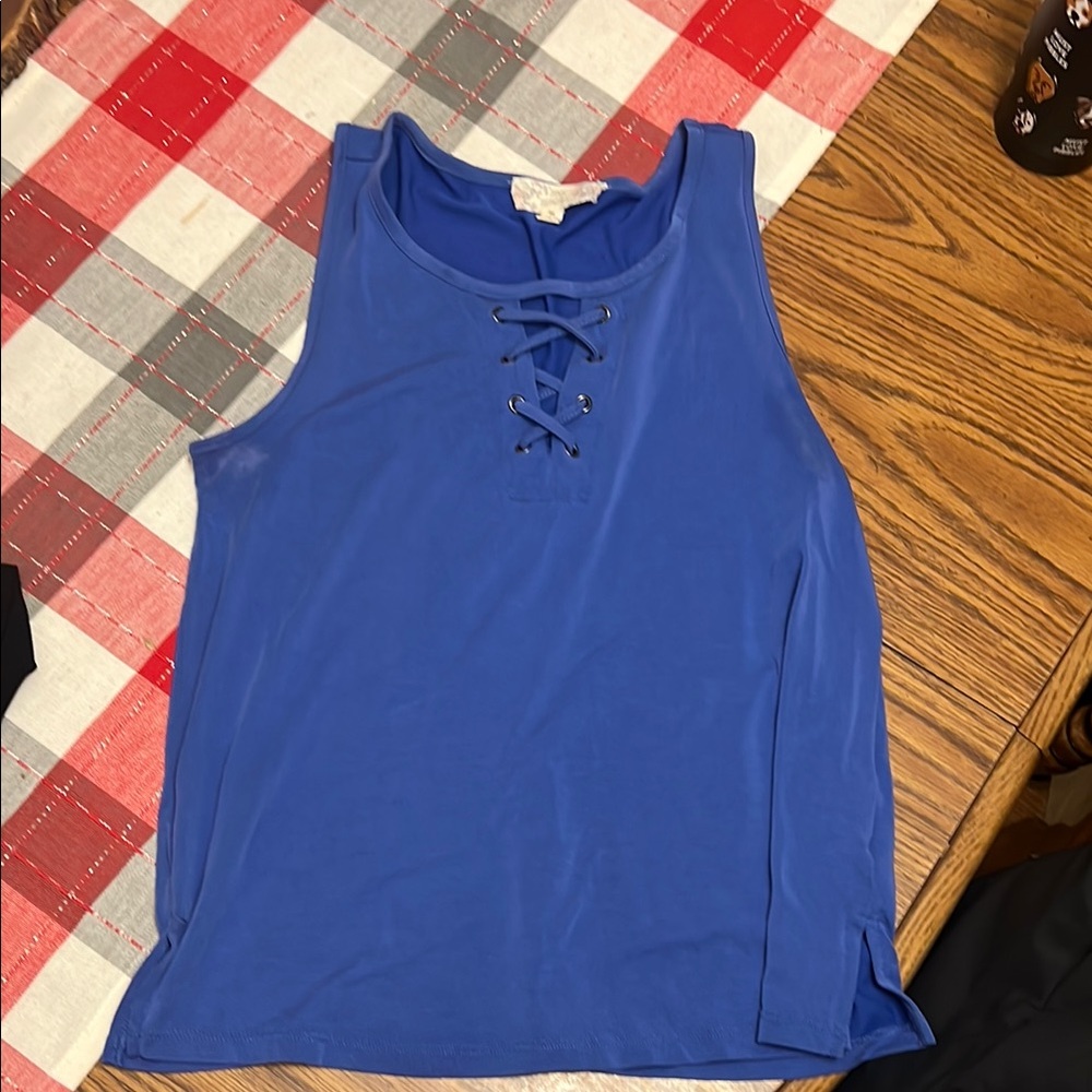 Pink Republic Blue Sleeveless Tie Front Tank Top